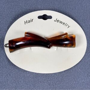 Vintage Barrette Metal Hair Clip French Thin France Art Deco Bow 2.75” NOS